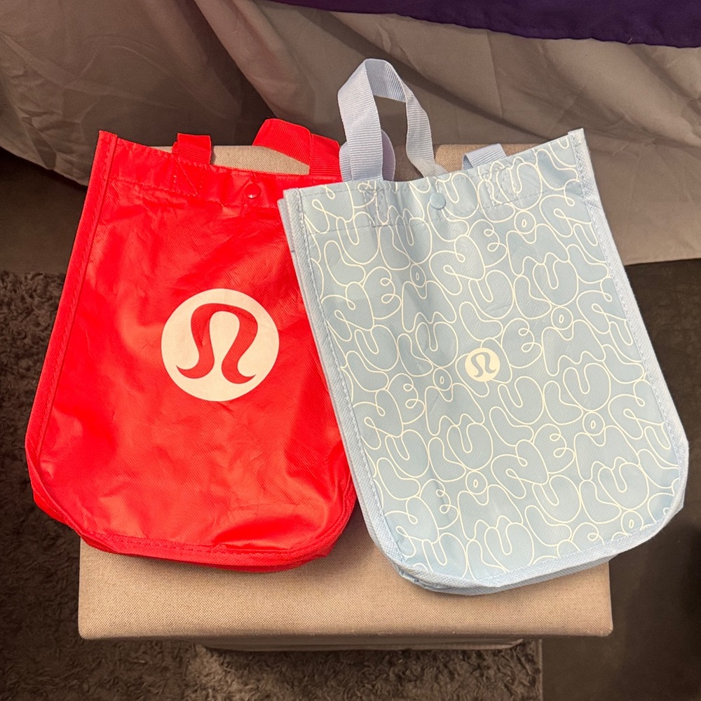 lululemon athletica Red & Light Blue Reusable Tote Bag Set